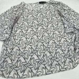 Eloquii White Blouse with Black Flamingo Print, Women's Size 18